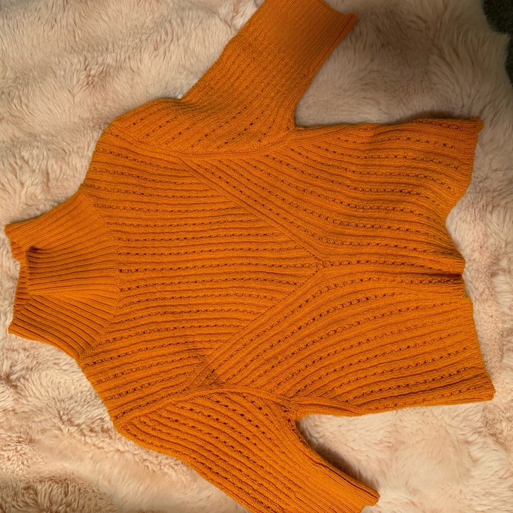 Orange free people half sleeve turtle neck sweater